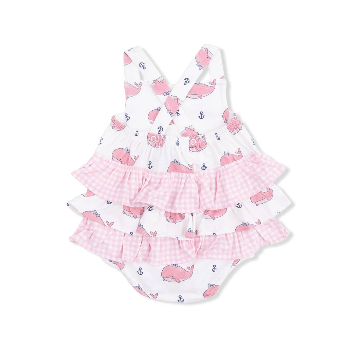 Angel Dear Bubbly Whale with Bow Pink - Ruffle Sunsuit - 