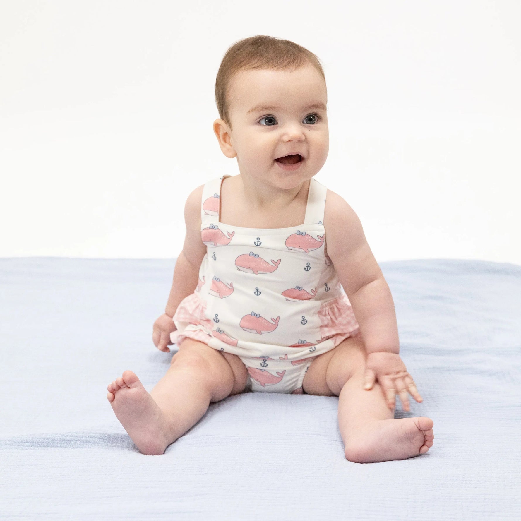 Angel Dear Bubbly Whale with Bow Pink - Ruffle Sunsuit - 
