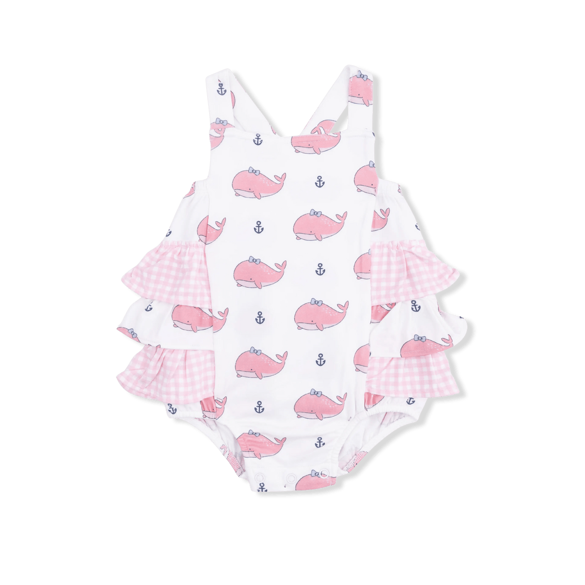 Angel Dear Bubbly Whale with Bow Pink - Ruffle Sunsuit - 