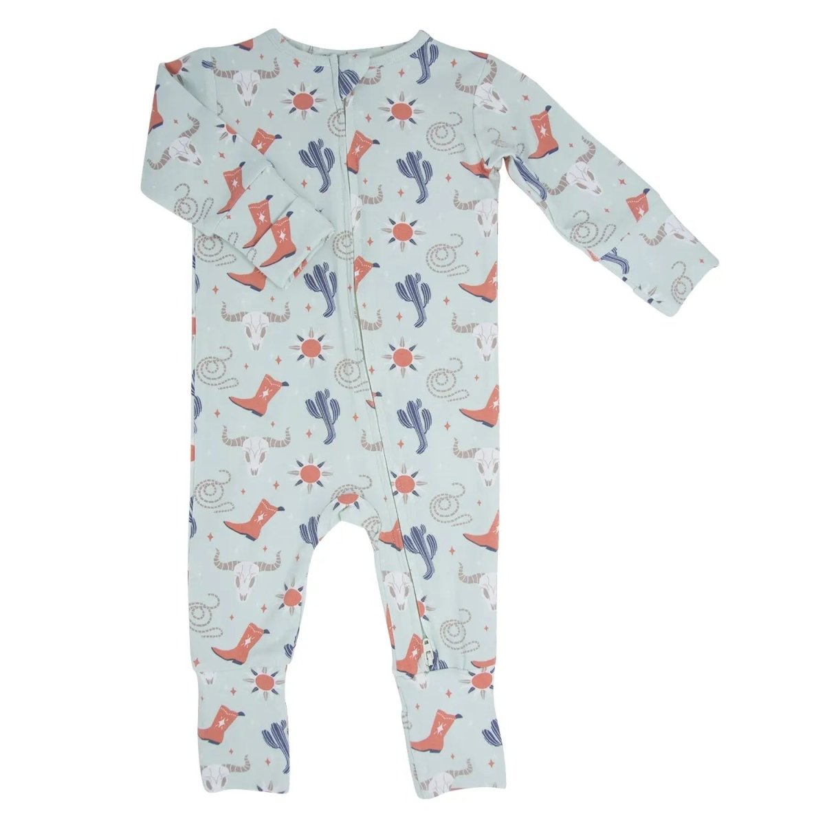 Sweet Bamboo Bulls Boots Lasso Western Convertible Romper with Two Way Zip for Babies - 