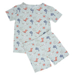 Sweet Bamboo Bulls Boots Lasso Western Summer Pajama Set for Kids with Comfortable Fit - 