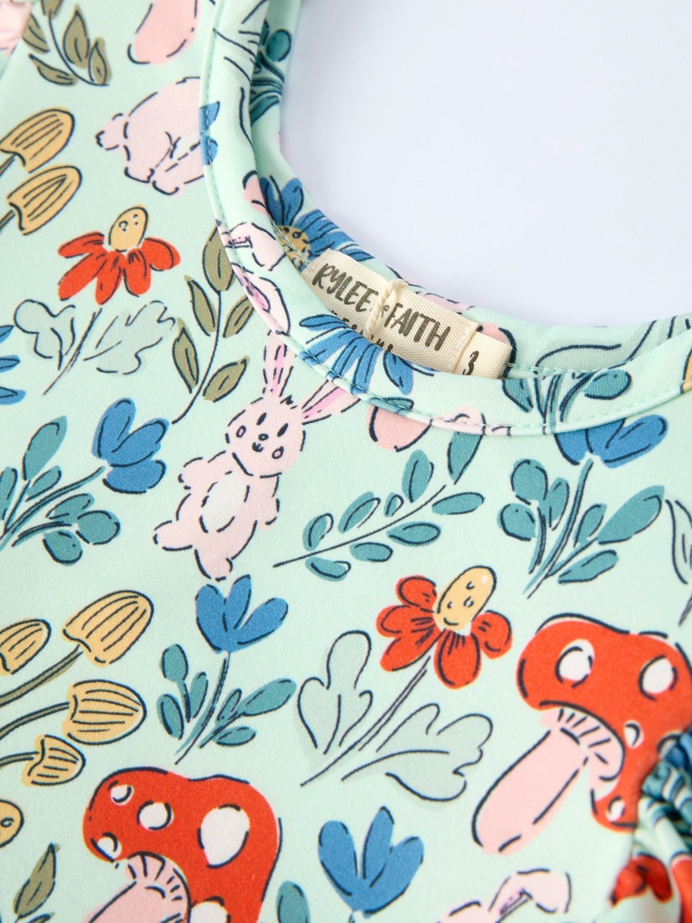 Rylee Faith Designs Bunny and Mushroom Print Girls' Dress - 