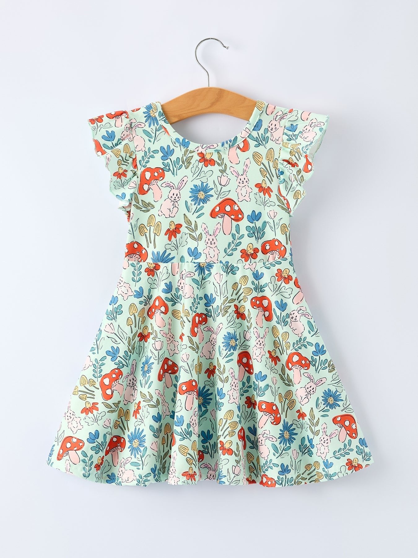 Rylee Faith Designs Bunny and Mushroom Print Girls' Dress - 