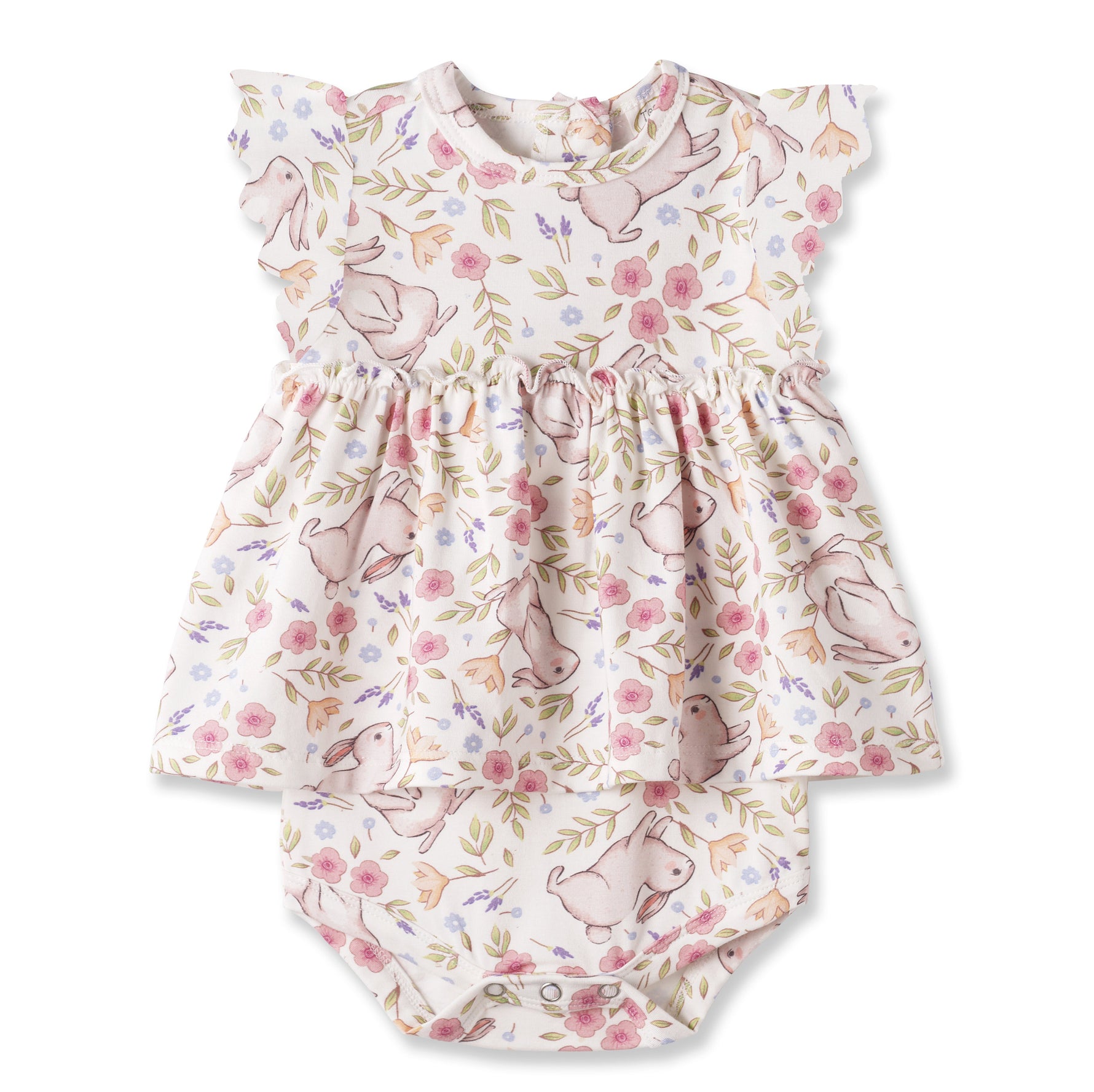 Tesa Babe Bunny Blooms Baby Girl's Bamboo Skirted Bodysuit for EasterEveretts Place