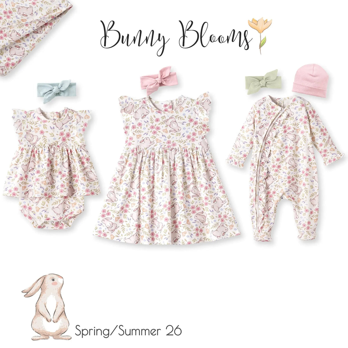 Tesa Babe Bunny Blooms Soft Bamboo Zipper Romper for Easter - 