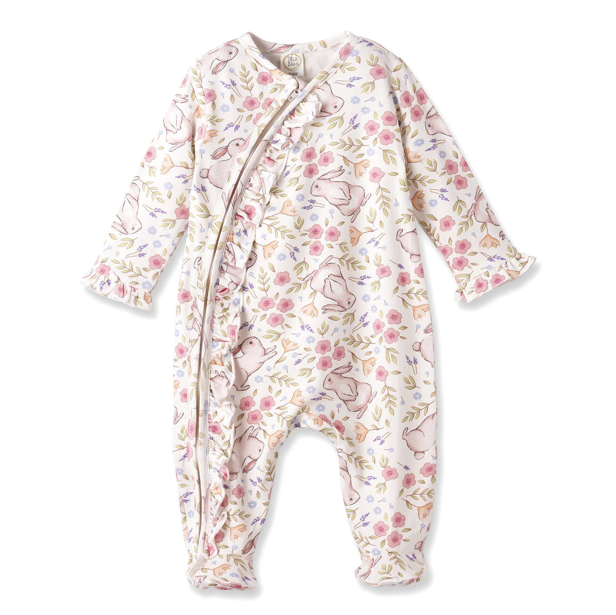 Tesa Babe Bunny Blooms Soft Bamboo Zipper Romper for EasterEveretts Place