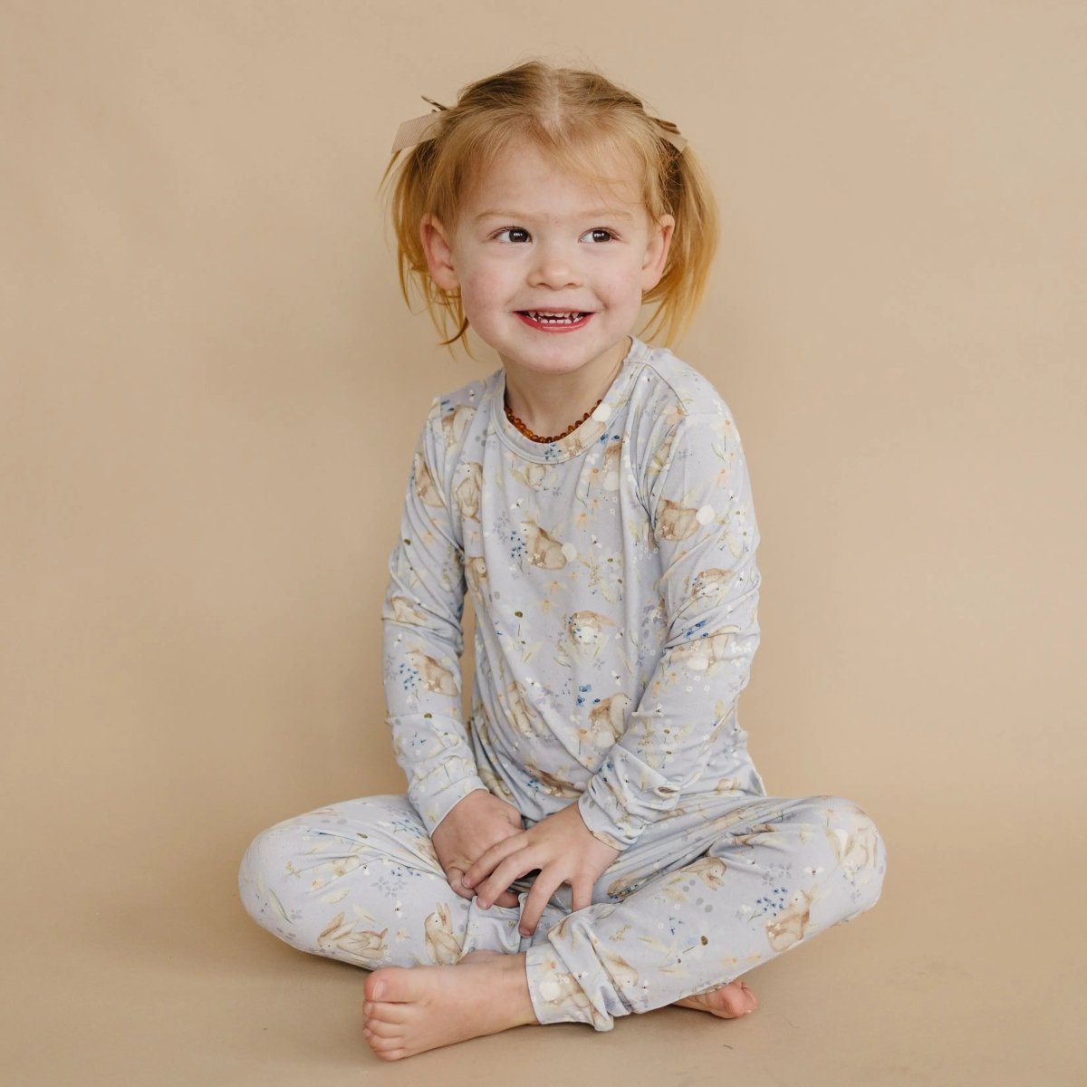 Little Joy Co. Bunny Blossoms 2Pc Bamboo Pajamas Soft Breathable Comfort - Everetts Place Boutique - 