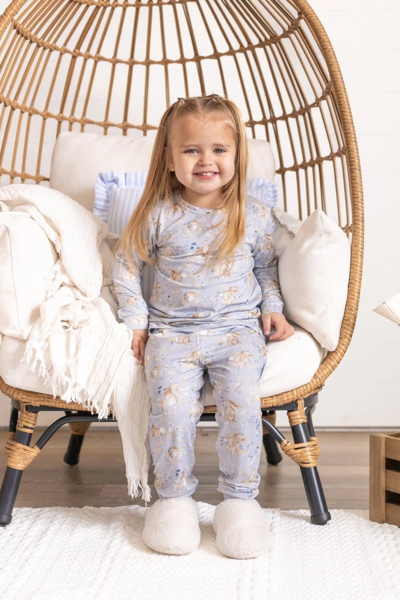 Little Joy Co. Bunny Blossoms 2Pc Bamboo Pajamas Soft Breathable Comfort - Everetts Place Boutique - 