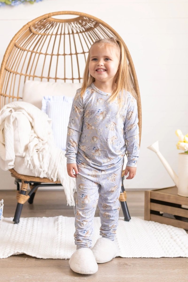 Little Joy Co. Bunny Blossoms 2Pc Bamboo Pajamas Soft Breathable Comfort - Everetts Place Boutique - 