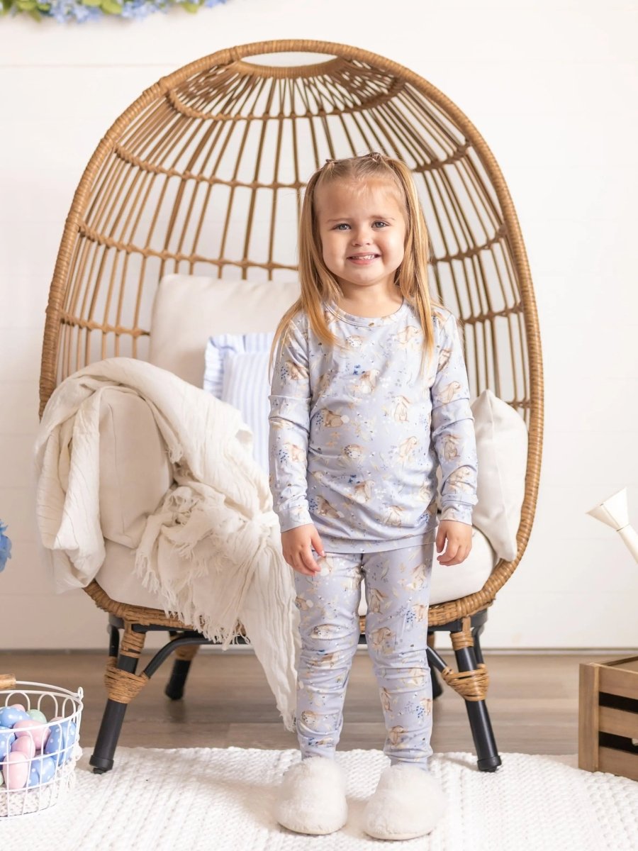 Little Joy Co. Bunny Blossoms 2Pc Bamboo Pajamas Soft Breathable Comfort - Everetts Place Boutique - 