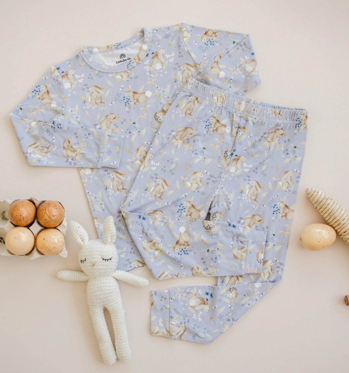 Little Joy Co. Bunny Blossoms 2Pc Bamboo Pajamas Soft Breathable Comfort - Everetts Place Boutique - 