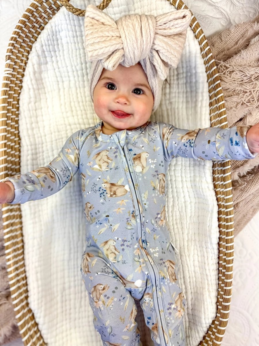 Little Joy Co. Bunny Blossoms Bamboo Zippy Romper For Your Baby Everyday - Everetts Place Boutique - 