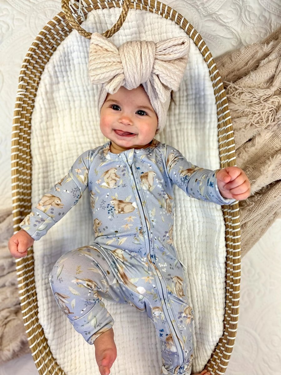 Little Joy Co. Bunny Blossoms Bamboo Zippy Romper For Your Baby Everyday - Everetts Place Boutique - 