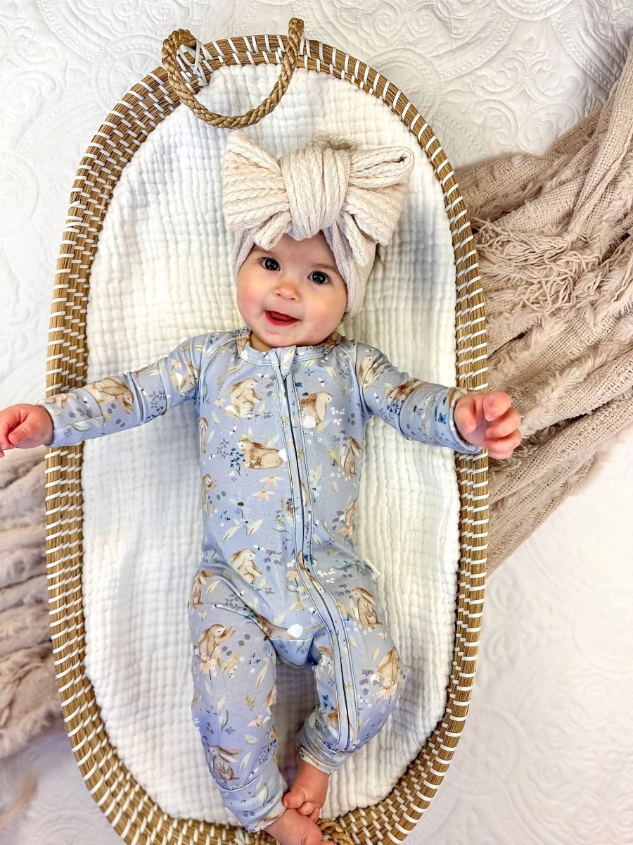 Little Joy Co. Bunny Blossoms Bamboo Zippy Romper For Your Baby Everyday - Everetts Place Boutique - 