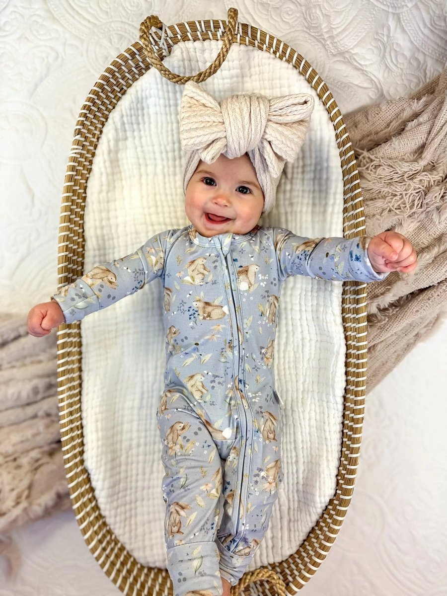 Little Joy Co. Bunny Blossoms Bamboo Zippy Romper For Your Baby Everyday - Everetts Place Boutique - 
