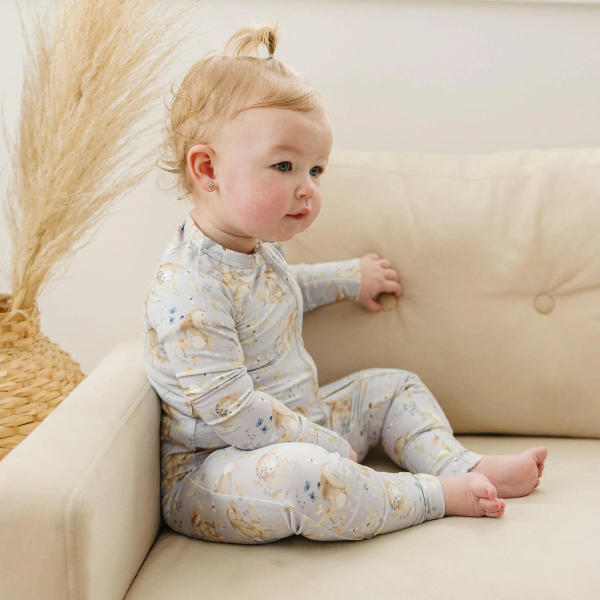 Little Joy Co. Bunny Blossoms Bamboo Zippy Romper - 