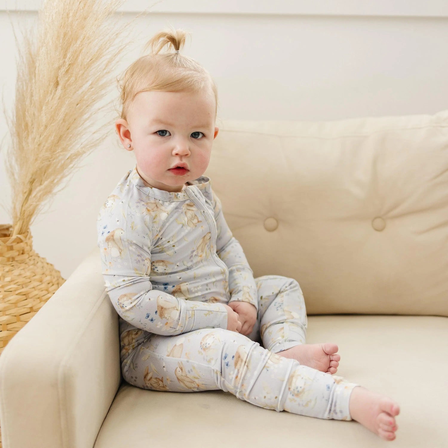 Little Joy Co. Bunny Blossoms Bamboo Zippy Romper - 