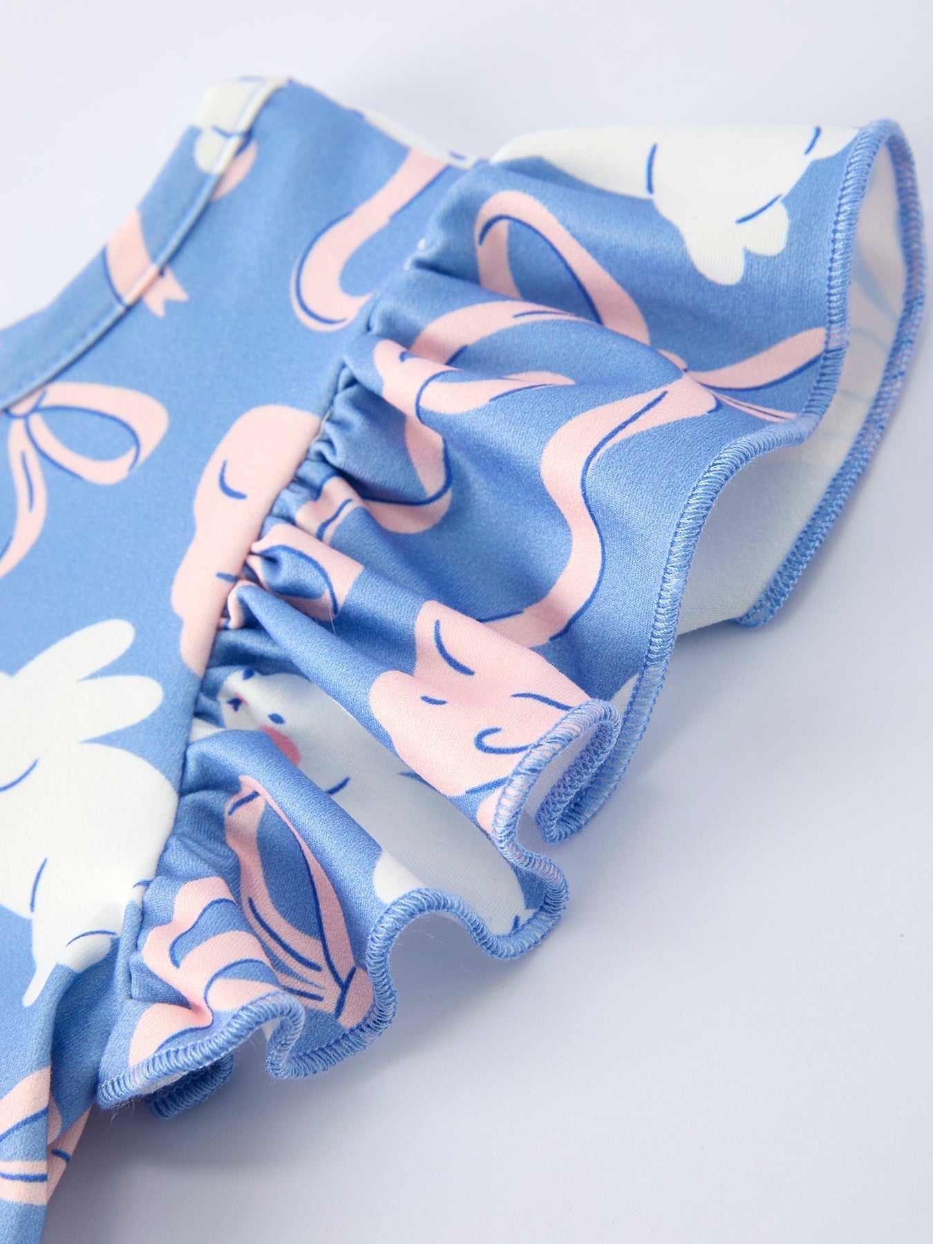 Rylee Faith Designs Bunny Bow Pastel Girls Ruffle Hem Dress - 