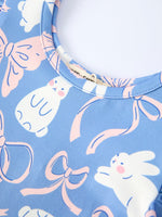 Rylee Faith Designs Bunny Bow Pastel Girls Ruffle Hem Dress - 