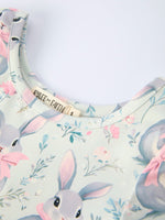 Rylee Faith Designs Bunny Bow Print Twirl Short Sleeve Dress - 