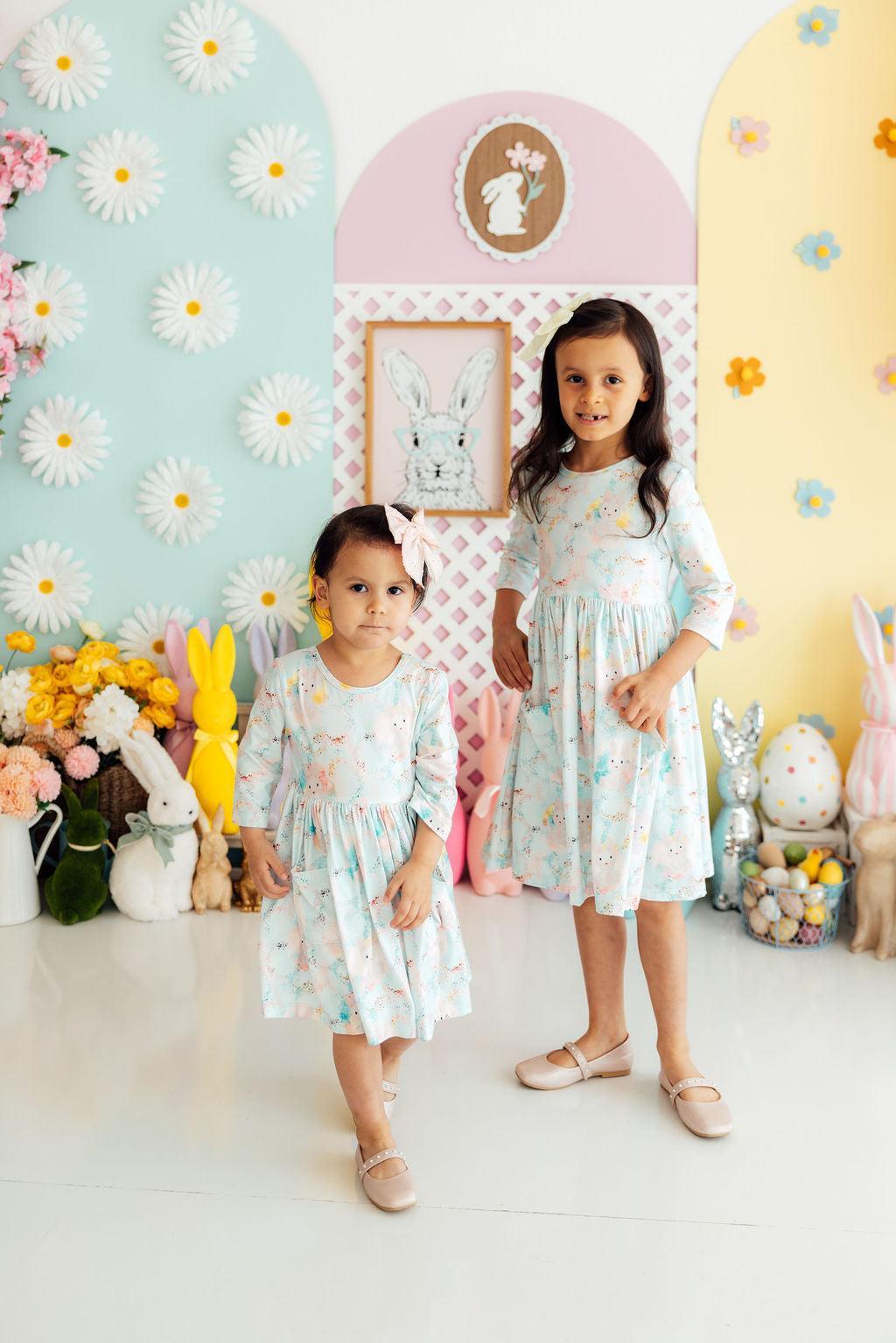 Mila & Rose ® Bunny Dreams 3/4 Sleeve Pocket Twirl DressEveretts Place