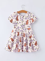 Rylee Faith Designs Bunny Purple Floral Print Girls Dress - 