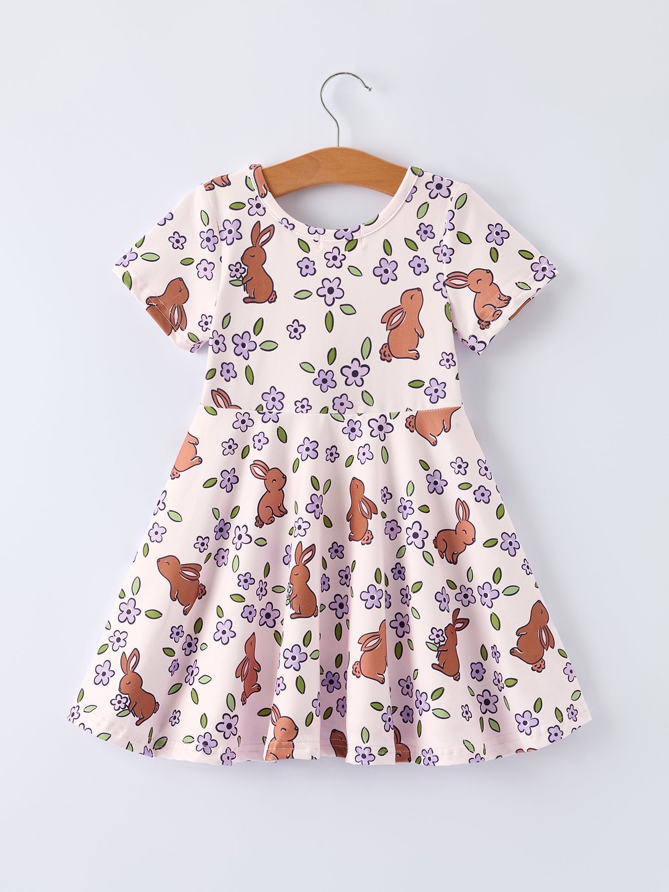 Rylee Faith Designs Bunny Purple Floral Print Girls Dress - 
