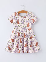 Rylee Faith Designs Bunny Purple Floral Print Girls Dress - 