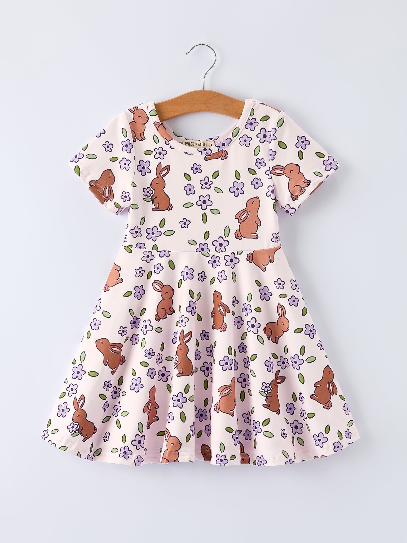 Rylee Faith Designs Bunny Purple Floral Print Girls Dress - 