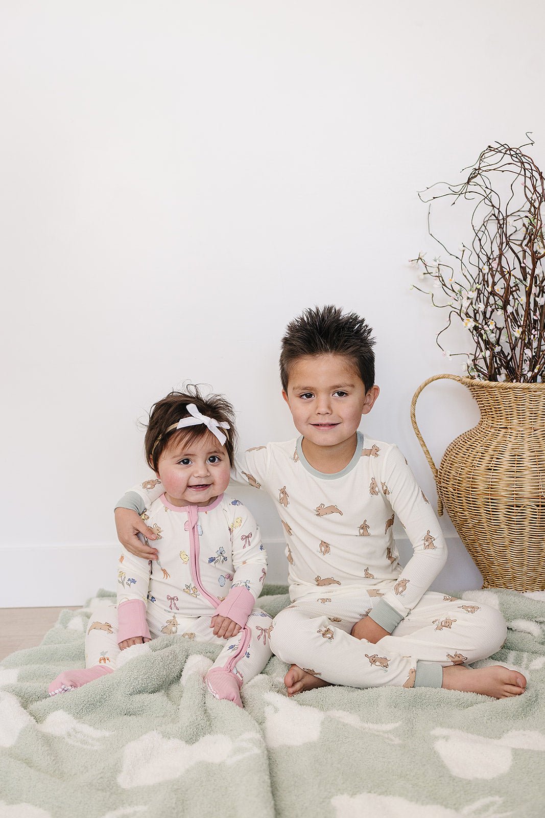 Mebie Baby Bunny Ribbed Bamboo Cozy Sleep Set for Baby and Toddler - 