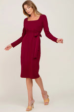 Burgundy Basic Square Neck Midi Dress - Fashion, One-piece garment, Dress, Day Dress, Cocktail dress | Everetts Place