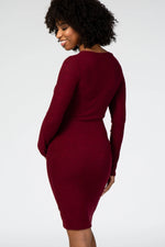 PinkBlush Burgundy Knit Long Sleeve Maternity Sweater Dress - 