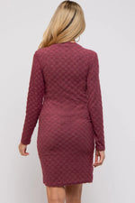 PinkBlush Burgundy Soft Brushed Knit Long Sleeve Maternity Dress - 