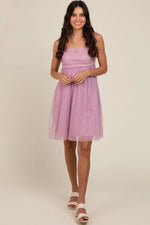 PinkBlush Burgundy Tulle Skirt Dress with Polyester Lining for Elegant Women - 