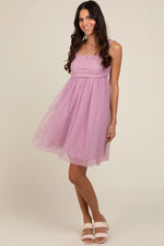 PinkBlush Burgundy Tulle Skirt Dress with Polyester Lining for Elegant Women - 