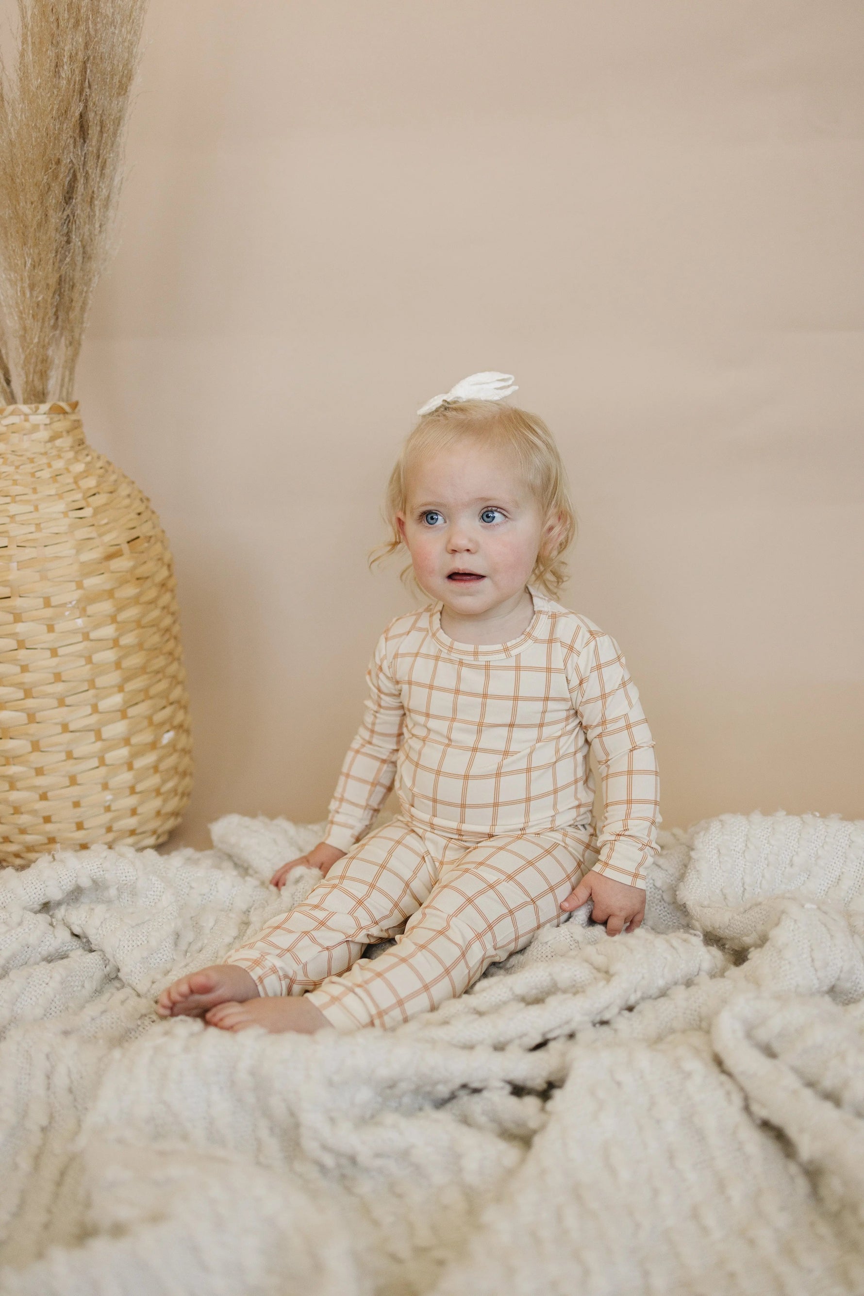 Little Joy Co. Burnt Orange Plaid 2pc Bamboo Pajamas - 