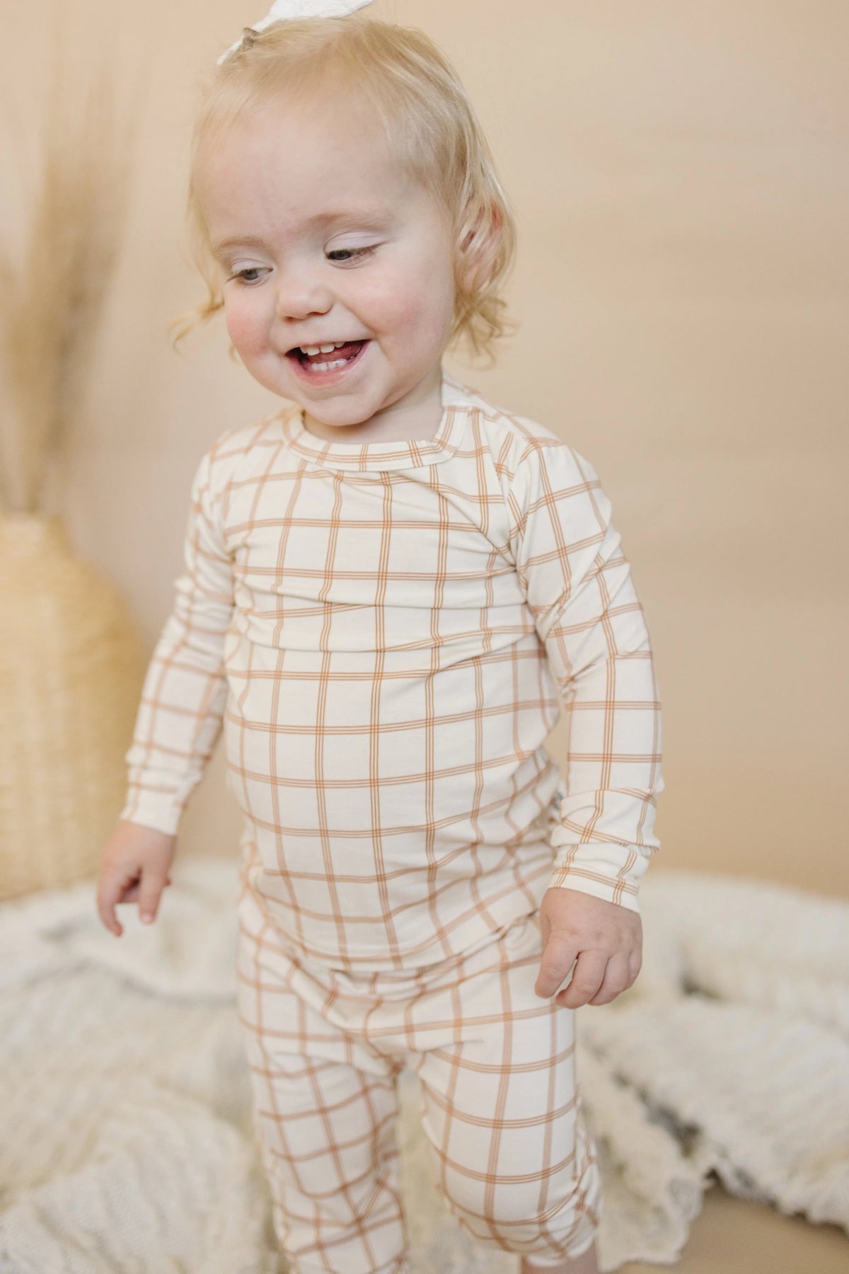Little Joy Co. Burnt Orange Plaid 2pc Bamboo Pajamas - 