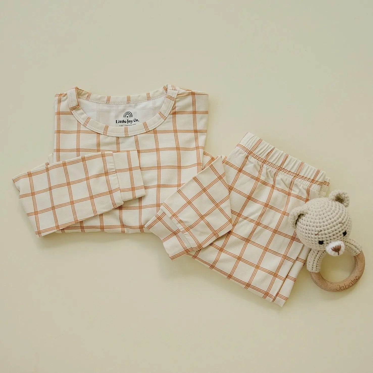 Burnt Orange Plaid 2pc Bamboo Pajamas - Sleeve, White, Baby & Toddler Clothing, Textile, Nightwear | Everetts Place