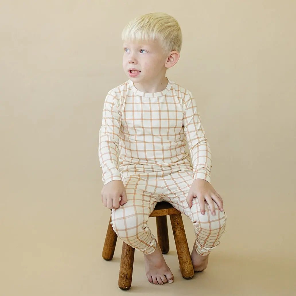 Little Joy Co. Burnt Orange Plaid 2pc Bamboo Pajamas - 
