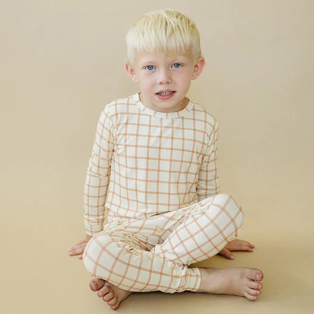 Little Joy Co. Burnt Orange Plaid 2pc Bamboo Pajamas - 