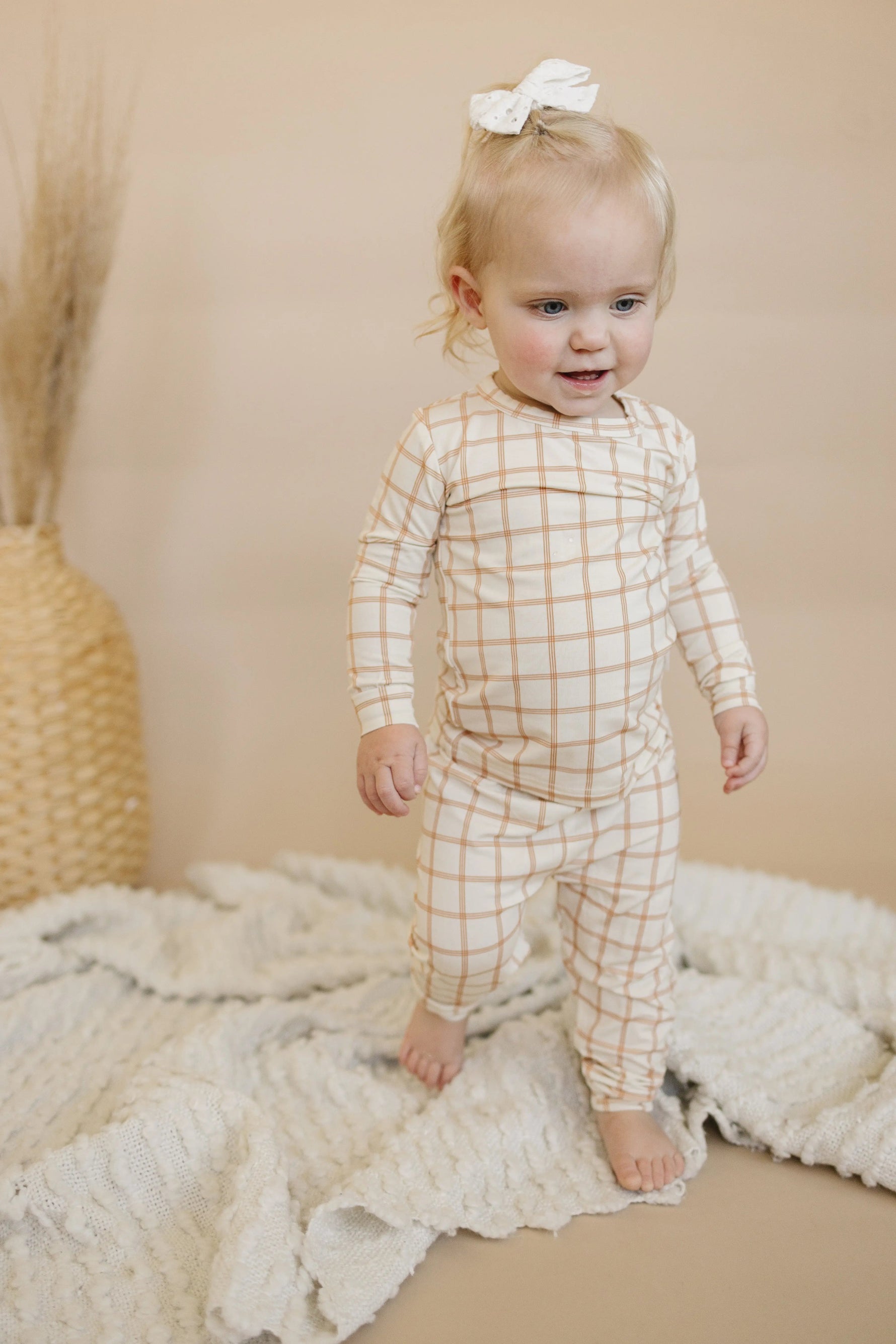 Little Joy Co. Burnt Orange Plaid 2pc Bamboo Pajamas - 