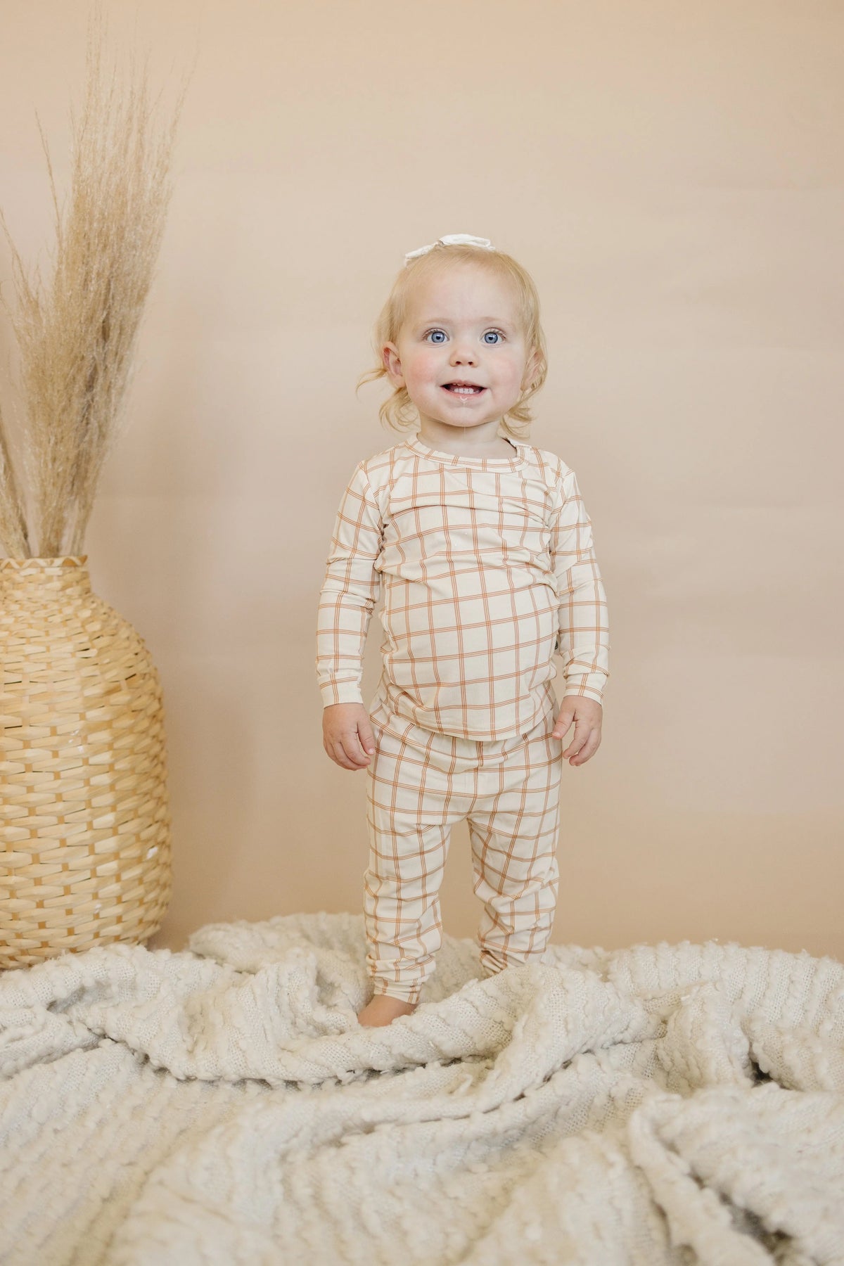 Little Joy Co. Burnt Orange Plaid 2pc Bamboo Pajamas - 