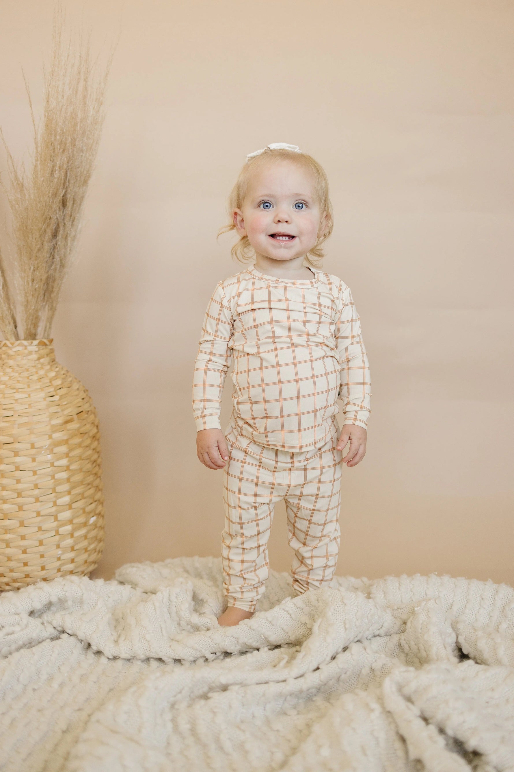 Little Joy Co. Burnt Orange Plaid 2pc Bamboo Pajamas - 