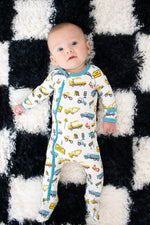 Bestaroo Busy Builders Footie Pajamas For Babies With Zipper And Built In Fold Over - 