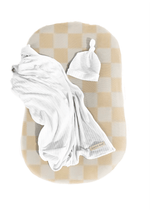 Little Mae & Co Butter Cream Checkered Baby Lounger Cover for Snuggle Me - Everetts Place Boutique - 