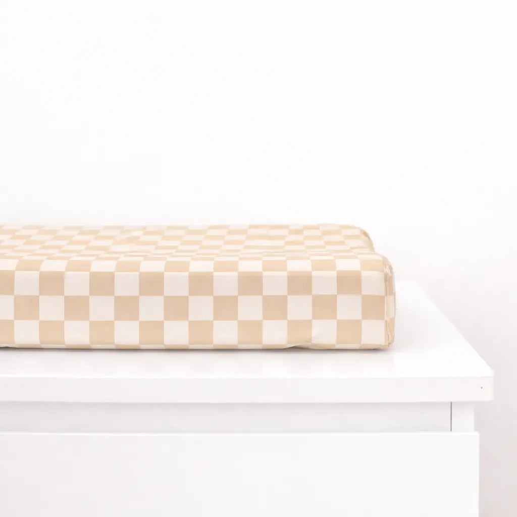 Little Mae & Co Butter Yellow Checkered Changing Pad Cover - 