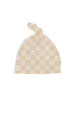 Little Mae & Co Butter Yellow Checkered Knotted Hat - 