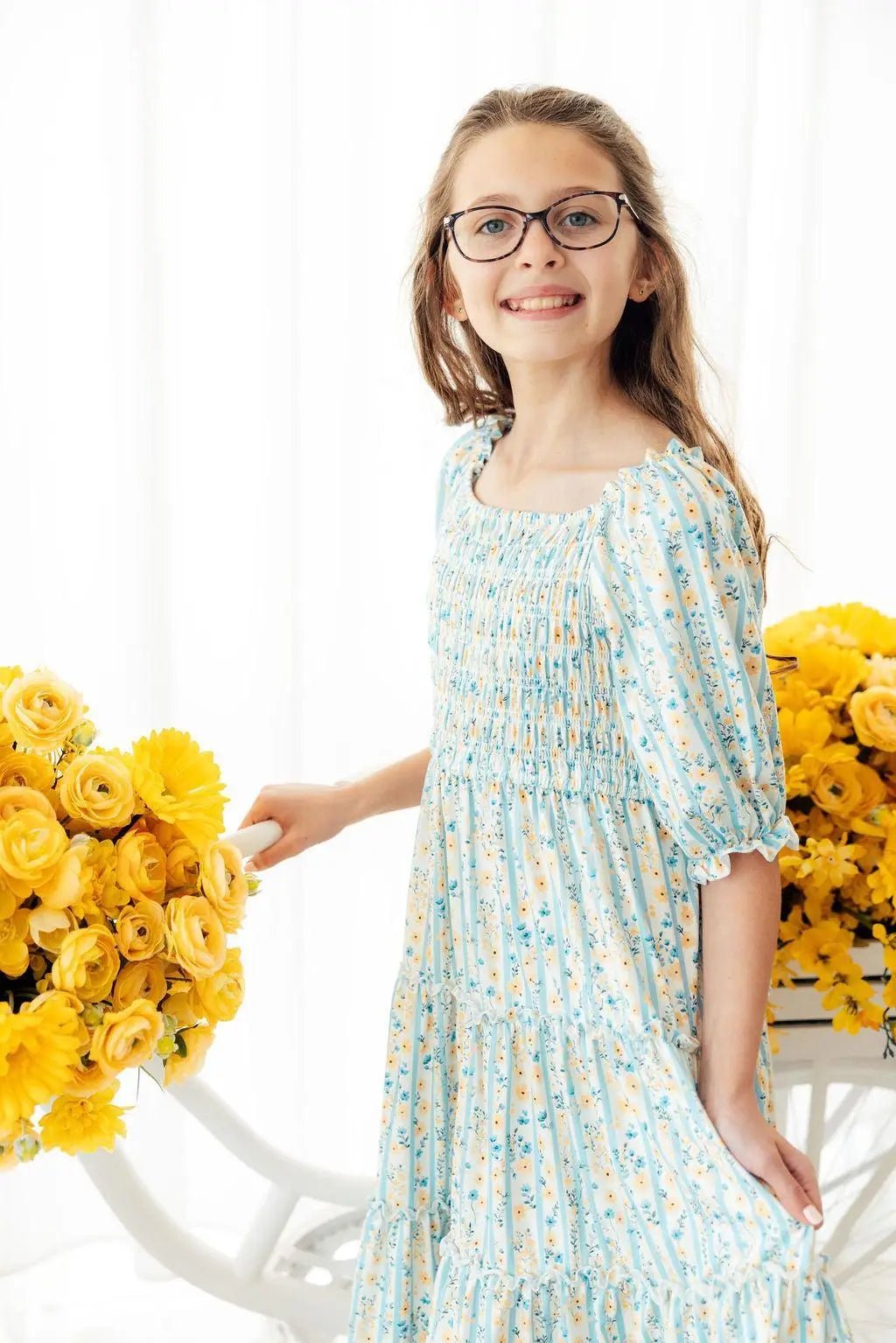 Mila & Rose ® Buttercup Blooms Smocked Ruffle Dress - 