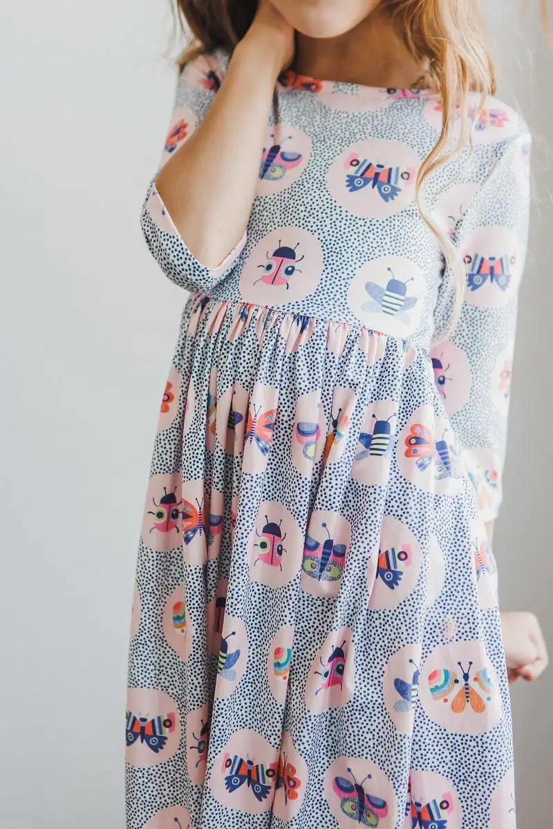 Mila & Rose ® Butterfly Effect 3/4 Sleeve Pocket Twirl Dress - 