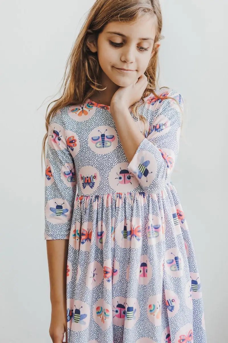 Mila & Rose ® Butterfly Effect 3/4 Sleeve Pocket Twirl Dress - 
